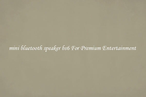 mini bluetooth speaker bs6 For Premium Entertainment 