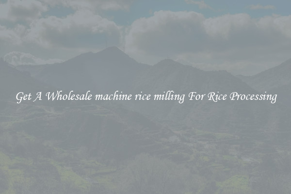 Get A Wholesale machine rice milling For Rice Processing
